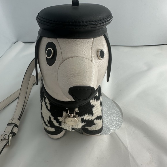 RARE New Kate Spade Claude Dachshund Dog Houndstooth Crossbody Puppy Purse - Picture 2 of 16